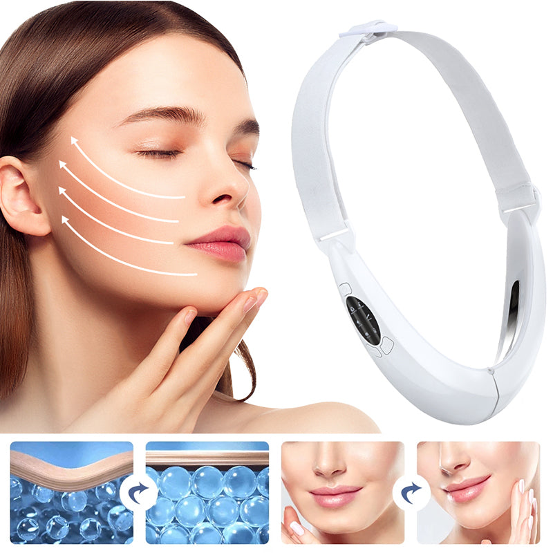 切らないフェイスリフト!✨ LEDと振動テクノロジーでたるみをケアし、フェイスラインを引き締める。